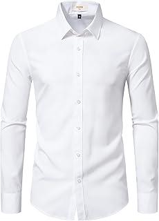 Exclusive Deal on Dress Shirts for Men Stretch Slim Fit Long Sleeve Mens Dress Shirts Casual Business Muscle Fit Button Down Shirts - Amazon KSA Deals