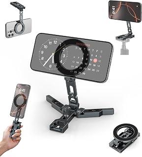 عرض حصري على TONEOF Magnetic Phone Tripod Stand, 3 in 1 Aluminum Foldable Strong Magnetic Phone Holder with Standard 1/4 Screw Hole&amp;Cold Shoe Mount, Smartphone TripodHead for Hand,Desk and Tripod for All Phones - عروض أمازون السعودية