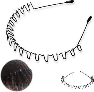 Exclusive Deal on Metal Hair Bands for Men Women's Headbands Beauty Care, Unisex Black Wavy Spring Sports for Men's Hair Band Hoop Clips Women Accessories Simple Elastic Non Slip Wide Headwear Bandeau Outdoors (1 pack) - Amazon Egypt Deals