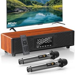 عرض حصري على JYX Soundbar Speaker for TV with Two Wireless Microphones, 5oW HiFi Sound, Dolby Atmos Experience,Bluetooth/HDMI/USB/AUX/Coaxial, Home Theater Speaker System with Alarm Clock - عروض أمازون السعودية