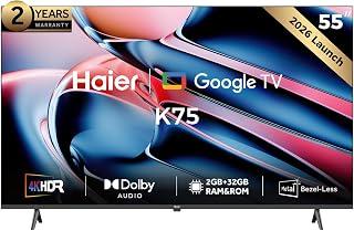 عرض حصري على Haier 55 Inch QLED 4K UHD Smart Google TV with Google Assistant, Bezel-Less Design, Built-in Receiver, HDR10, Dolby Audio, Black - H55K75FUX - عروض أمازون مصر