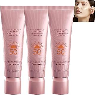 عرض حصري على Korean Whitening Sunscreen Foundation, 3 in 1 Whitening Sunscreen Foundation, Korean Bb Cream, Light Transparent Sunscreen Liquid Foundation,Concealer,Spf Sunscreen Waterproof,Oil Control (3PC) - عروض أمازون السعودية