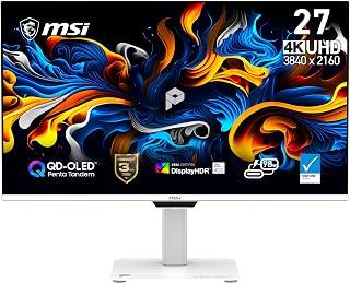 msi PRO MAX 271UPXW12G 27 inch 4K UHD QD-OLED (3840x2160) Hub Monitor,120Hz, DisplayHDR True Black 400, 98W PD, Dual USB-C,Mac Color Match,Brightness&amp;Volume Control,Height Adjustable, Speakers, White