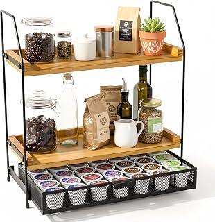 Exclusive Deal on CICI-KSA Countertop Coffee Station| 2-Tier Wooden Shelf for K-Cup &amp; Nespresso Pod Storage, Tea Bar Accessories and Coffee Pod Holder for Kitchen, Home, Countertop Coffee Station Organizer - Amazon KSA Deals