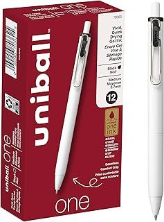 عرض حصري على uni-ball One Retractable Gel Pens, Medium Point, 0.7 mm, White Barrel, Black Ink, Pack Of 12 Pens - عروض أمازون السعودية
