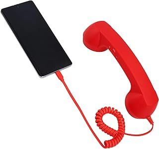 Exclusive Deal on Retro Phone Handset for Iphone/Android, Type C Old School Cell Phone Receiver with Microphone &amp; Speaker 90s Style Photos Prop for Mobile Phones (Red) - Amazon KSA Deals