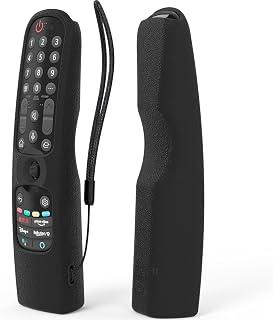TECHZONE Silicone Protective Case for TV Remote Control – Shockproof Anti-Slip Remote Cover, Washable Scratch Resistant Protective Sleeve with Lanyard for Smart TV Remote (Black)