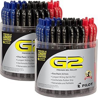 عرض حصري على Pilot, G2 Premium Gel Roller Pens, Fine Point 0.7 mm, Black, Blue, Red, Bulk Pack of 2 Tubs, 144 Pens - عروض أمازون السعودية