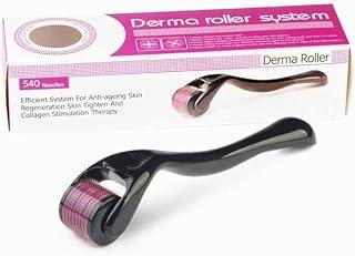 Derma Roller 540 Titanium Needles Microneedling Kit, Handheld Skincare Tool for Face Beard Scalp, Cosmetic Grooming Routine, Men Women (50mm)