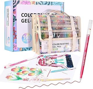 عرض حصري على 168Pcs 162 Colors Gel Ballpoint Pens Set, 0.6mm Fine Point color pens, Quick Dry Colorful Ink Rollerball Pen with Exquisite Transparent Storage Bag for Drawing &amp; Journaling, Sketching and Office - عروض أمازون السعودية