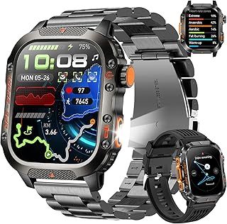 عرض حصري على GPS Smart Watch for Men (Answer/Make Calls), 2.01'' Military Rugged Smartwatches for Android iPhone Fitness Tracker with Compass/10 Days Battery/Heart Rate/Sleep/100+ Sport Modes(2 Straps) - عروض أمازون السعودية