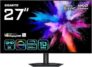 Gigabyte MO27U2 OLED 4K UHD Gaming Monitor - 3840 x 2160, 240Hz, 0.03ms, 1000 CD/m², Display HDR True Black 400, HDMI 2.1, DisplayPort 1.4