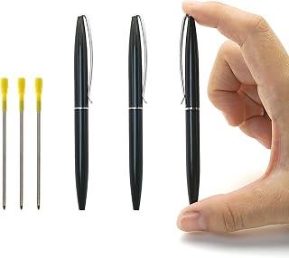 Mini Ballpoint Pen Set – 3 Compact Metal Pocket Pens, 0.7mm Black Ink, Smooth-Twist Retractable Design, Slim EDC Travel Writing Pens with 3 Spare Refills for Business and Office