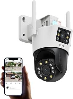 Exclusive Deal on ZOSI Dual-Lens 2MP+2MP Outdoor WiFi PTZ Security Camera, 360° View, Human/Vehicle Detection, Two-Way Audio, Siren Alarm, Color Night Vision - Amazon KSA Deals