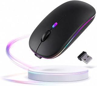 Exclusive Deal on Wireless Bluetooth Mouse LED Light Portable Dual Mode Rechargeable (Bluetooth 5.2 and USB Receiver), for Laptop/Desktop/Tablet (Black) - Amazon Egypt Deals