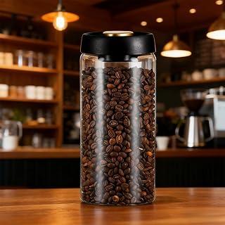 Exclusive Deal on Coffee Bean Storage Container, 500/900/1200ml Glass Coffee Canister Container, Vacuum Glass Jar with Airtight Lid, Food Storage Containers - Perfect for Coffee Beans, Tea (1800ml/60 Ounces) - Amazon KSA Deals