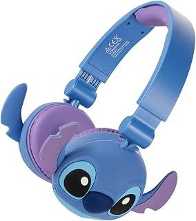 Disney Stitch Kids Bluetooth Headphones with Removable 3D Earcups, Volume Limited Safe Audio, 25H Playtime, Wireless 5.3, Built-in Mic, Foldable Design