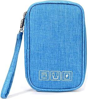 Electronics Accessories Organizer Pouch Bag, Electronic Organizer Travel Universal Cable Organizer Electronics Accessories Bag for Cable, Charger, Phone, USB, SD Card, Business Travel Gadget Bag,Blue - Amazon Egypt Deals