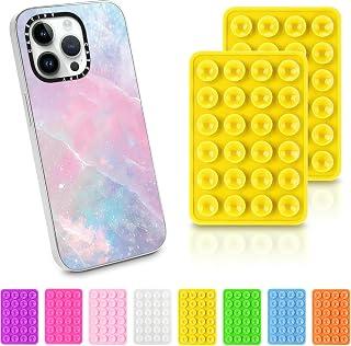Zibtes 2 Pcs Silicone Suction Phone Case Adhesive Mount - Hands-Free, Strong Grip Holder for Selfies and Videos, Non-Slip Sticky Phone Grip for iPhone, Android and Power Bank, 2.25" x 3.25" Yellow - Amazon Egypt Deals