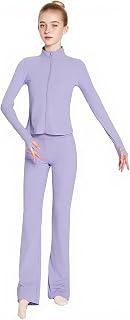 عرض حصري على Girls Stand Collar Zipper Elastic Slim Coat, High Waist Flare Pants, Kids Athletic Yoga Dance Gym Set - عروض أمازون السعودية