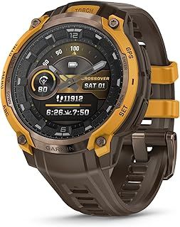عرض حصري على Garmin Instinct® Crossover AMOLED, Rugged Hybrid GPS Smartwatch with Analog Watch Hands and Bright AMOLED Display, Bronze/Sunburst with Cocoa Silicone Band - عروض أمازون السعودية