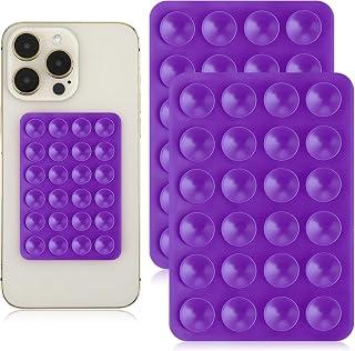 2 Pack Silicone Wall Phone Holder Adhesive – Removable Non-Slip Phone Base, Hands Free Phone Holder for TikTok Photography, Shower, iPhone & Android – Purple