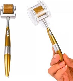 Derma Roller Microneedle Kit with Instructions Guide, Gold and Silver, Facial Skincare Tool (1.5)