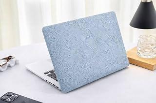 Embossed Leather Laptop Case for MacBook Air 13.6 inch (2022–2025, M2/M3/M4) – Slim Hard Shell Protective Cover Compatible with A2681 / A3113 / A3240 – Elegant Floral Texture (Blue)