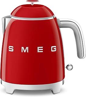 Smeg Klf05Rduk 50'S Retro Style Mini Kettle, 0.8 L Capacity With Water Level Indicator, 360 Swivel Base, Anti Slip Feet, Stainless Steel, Cream,1 Year Warranty, Red