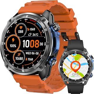 عرض حصري على Military GPS Smart Watch with Offline Map: 1.43” AMOLED HD Always-On Display, Altimeter Barometer Compass, Voice Assist, BT Call, 150+ Sports, 4GB Storage, 3ATM, Long Battery Life, Android/iOS - عروض أمازون السعودية