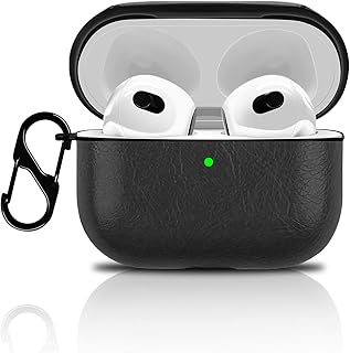 Premium Best Premium Best Exclusive Deal on Ubitree PU Leather Case For Apple AirPods 3rd Generation , Luxury Vintage Protective Cover with Anti-lost Buckle for AirPods 3 Shockproof Scratch Resistant Drop Proof Full Cover Case by Ubitree - KSA Deals | 202
