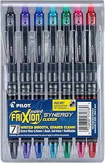 عرض حصري على Pilot, FriXion Synergy Clicker Erasable, Refillable, Retractable Gel Ink Pens, Extra Fine Point 0.5 mm, Pack of 7, Assorted Colors - عروض أمازون السعودية