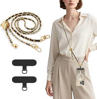 عرض حصري على Universal Phone Lanyard, Metal Cell Phone Chain Anti-Theft Crossbody Strap for iPhone and Most Smartphones, Adjustable Cell Phone Neck Holder w/ 2 Non-Adhesive Tether Tabs for Men and Women - عروض أمازون السعودية
