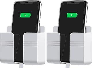 CEI&BPY Wall Mount Phone Holder, Phone Stand with Self Adhesive. Phone Holder for Shower, Charging and RV for iPhone and Android (1Pc,White) (Pack of 2)