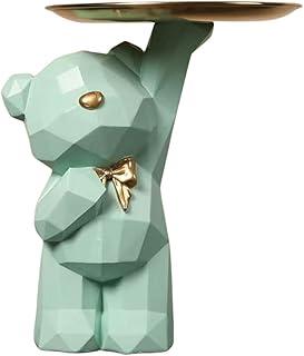 عرض حصري على Storage Tray Statue Key Holder Figurine, Candy Jewelry Earrings Lipsticks Tray, Cute Bear Statues with Dish, Bear Sculptures Key Bowl Dish Decorative Trays For Home &amp; Office Decor - عروض أمازون السعودية