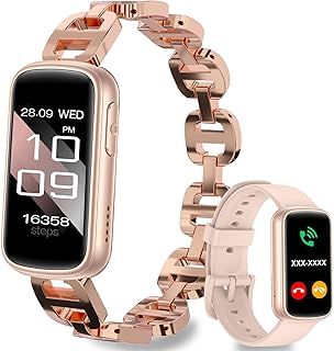 Exclusive Deal on Smart Watches for Women,Fitness Trakcer with Bluetooth Call,Heart Rate/Sleep Monitor/Calories/Blood Pressure,130+ Sports Modes 1.47'' Smartwatch for Android iPhone,IP68 Waterproof,2 Bands,Rose Gold - Amazon KSA Deals