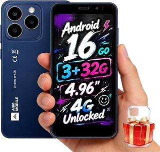 عرض حصري على AGM 4G Unlocked Mini Smartphone, 4.96" one-hand compact screen with Android 16 Go. IP54 dustproof splashproof, 3000mAh battery, Dual SIM, 256GB expandable for backup, elderly and outdoor use. (Blue) - عروض أمازون السعودية