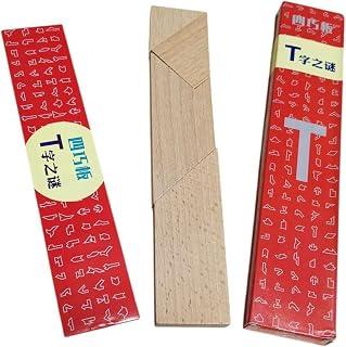 Wooden Tangram Puzzles for Kids and Adults Brain Challenge T Shape Wooden Puzzle Toys for Family Party Favors - Brain Development Toys for Kids, 2 Pieces