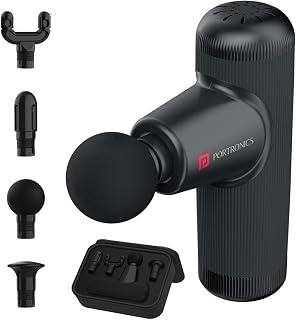 Exclusive Deal on Portronics Zeno Go, Percussion Massage Gun for Pain Relief, Deep Tissue, 4 Speeds &amp; 4 Massage Heads, Cordless, Brushless Motor, Quiet Operation for Neck, Shoulders, Back, Arms, Legs &amp; Feet (Black) - Amazon KSA Deals