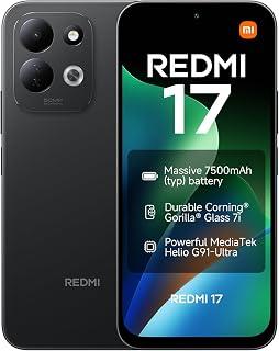 XIAOMI REDMI 17 Smartphone, 4GB RAM + 256GB, 6.9" 120Hz Display, 7500mAh Battery, 50MP AI Camera, Helio G91-Ultra, Side Fingerprint, AI Face Unlock, Black | 18-Month Local Warranty