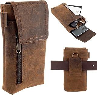عرض حصري على Genuine Leather Phone Holster Belt Pouch, 7.5“ x 4.5”, RFID Blocking Card Holder, Brown Universal Case for Smartphones - عروض أمازون السعودية