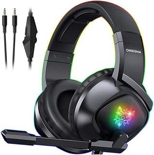 Onikoma Wired Gaming Stereo Headset with RGB Light, Headphones Over Ear with Mic, 3.5Mm Aux, Volume Control, Compatible with PS5, PS4, Laptops, Smartphone, PC, Mac Nintendo Switch (K19, Black) - Amazon Egypt Deals