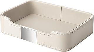 عرض حصري على SANZIE Luxury Leather Tray Desktop Storage Catchall Organizer Decorative Tray for Entryway Table to hold Jewelry Watch Cosmetics Keys Phone Wallet Home &amp; Office Accessories (Grey (Silvery Metal)), - عروض أمازون السعودية