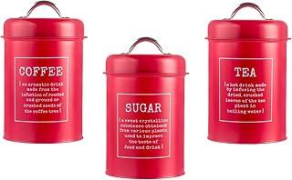 عرض حصري على 3-piece kitchen jar set 1200 ml coffee tea sugar storage jar countertop finishing-Red - عروض أمازون السعودية