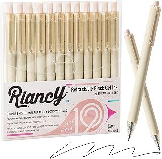 Exclusive Deal on Gel Pens for Note Taking 12PCS Black Ink Fine Point Pen Black Gel Pens Quick Dry Ink 0.5mm Smooth Writing Pen for Home Office Art Back to School Supplies (Cream) - Amazon KSA Deals