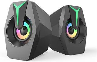 Joyzzz Computer Speakers, 2.0 USB Powered PC Speakers with Dynamic RGB Lighting, Stereo Sound Multimedia Speakers for Desktop PC, Laptop, Monitor, and Gaming Setup, Black