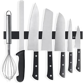 عرض حصري على Rich&amp;Ray 12 Inch Knife Magnetic Strip No Drilling, Kitchen Knife Magnetic Holder for Wall, Kitchen Accessories Organizer Bar or Used in Organizing Tools (Stainless Steel-12 inch, Black) - عروض أمازون السعودية