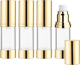 عرض حصري على 4Pcs 30ml/1oz Clear Plastic Airless Vacuum Pump Bottles Refillable Lotion Dispenser Containers with Golden Pump Head for Makeup Foundation,Shampoo,Hand Soap,Face Cream,Moisturizers - عروض أمازون السعودية