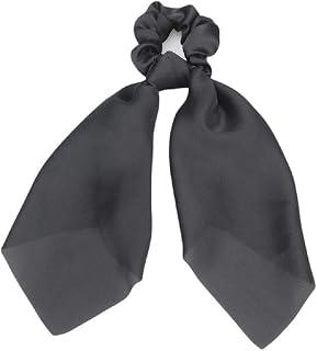 Hair Scrunchies Satin Silk Hair Scarf Band Ponytail Holder Elastics Scrunchy Ties Solid Soft Ropes for Women Girls 1 Pc (Black)