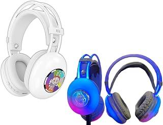 Wireless Headphone AH-980G Comfortable RGB Gaming Bluetooth Headset, 40mm Dynamic Drivers, Noise Reduction, Pure Bass Sound, USB Type-C, Support AUX Cable for Kids and Girls (White 1)